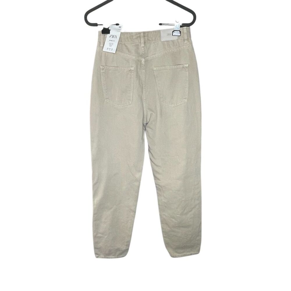 Zara Women's High Rise Ankle Jeans Size 6 Tan Relaxed Fit NWT - Picture 2 of 5